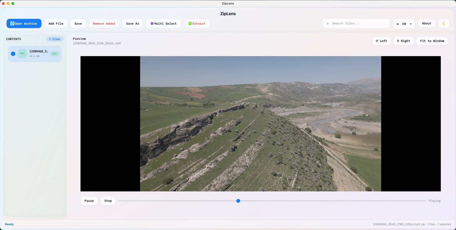 ZipLens video archive preview